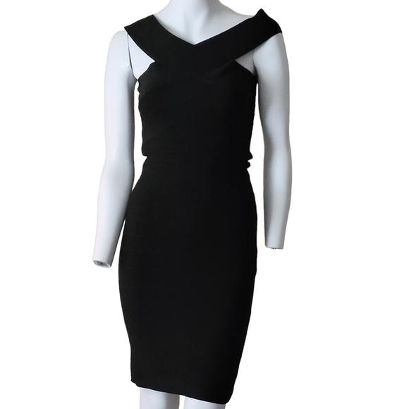 Dress The Population Maia Bateau Neck Body-Con Black Dress Size XS - Picture 9 of 11